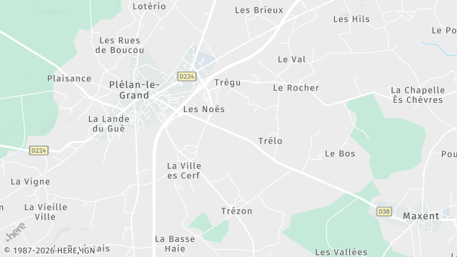 Carte de la zone d'intervention à Plélan-le-Grand