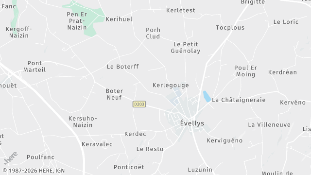 Carte de la zone d'intervention à Évellys