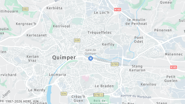 Carte de la zone d'intervention à Quimper