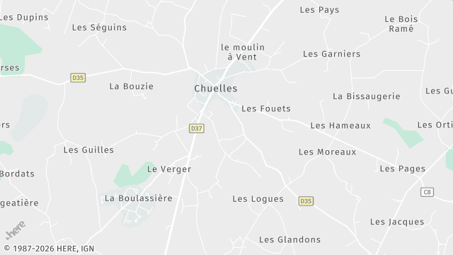 Carte de la zone d'intervention à Chuelles