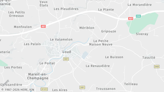 Carte de la zone d'intervention à Loué