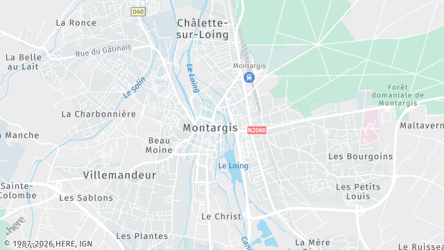 Carte de la zone d'intervention à Montargis