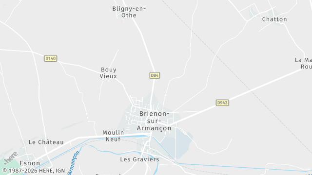Carte de la zone d'intervention à Brienon-sur-Armançon