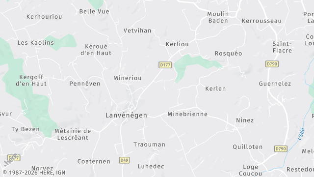 Carte de la zone d'intervention à Lanvénégen