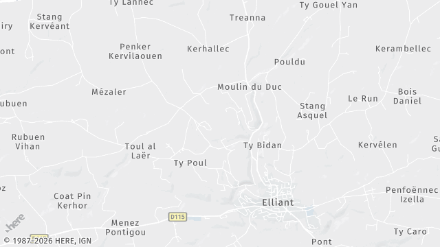 Carte de la zone d'intervention à Elliant