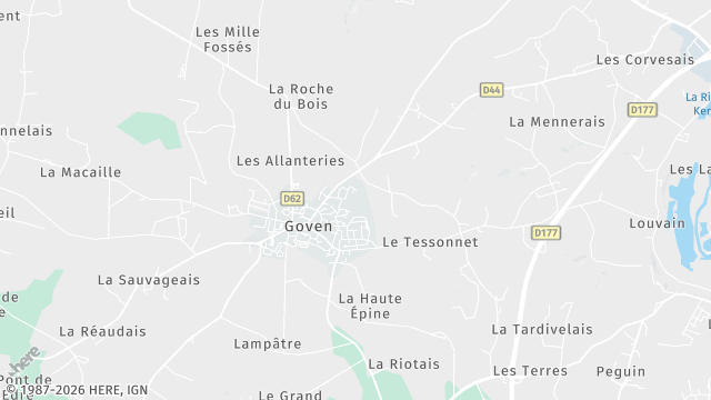 Carte de la zone d'intervention à Goven