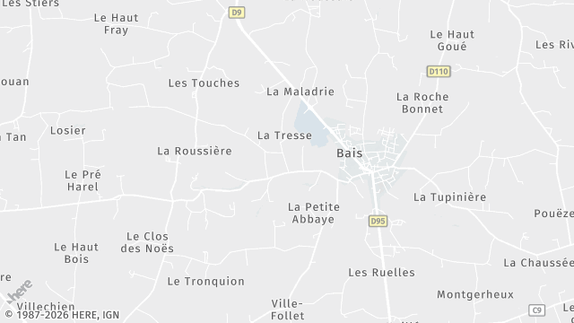 Carte de la zone d'intervention à Bais
