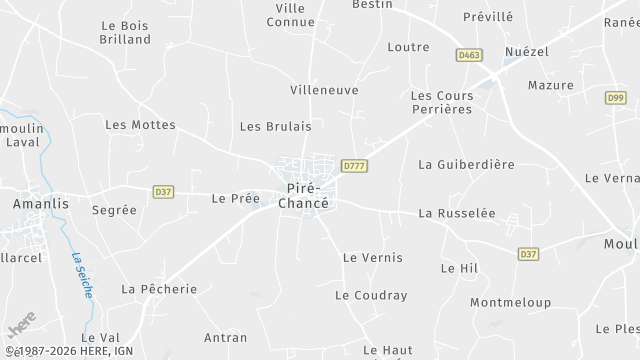 Carte de la zone d'intervention à Piré-Chancé