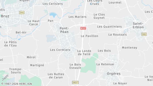 Carte de la zone d'intervention à Pont-Péan