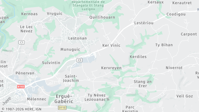 Carte de la zone d'intervention à Ergué-Gabéric