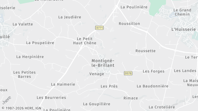 Carte de la zone d'intervention à Montigné-le-Brillant