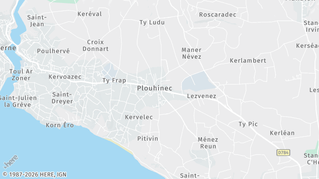 Carte de la zone d'intervention à Plouhinec