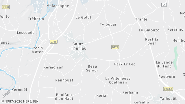 Carte de la zone d'intervention à Saint-Thuriau