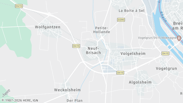 Carte de la zone d'intervention à Neuf-Brisach