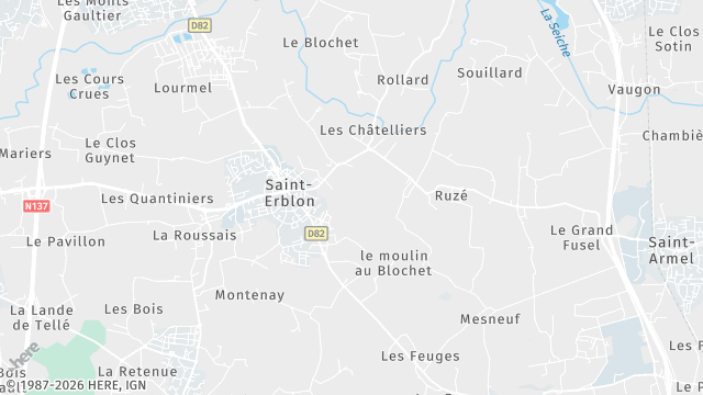 Carte de la zone d'intervention à Saint-Erblon