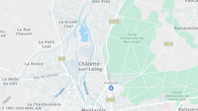 Carte de la zone d'intervention à Châlette-sur-Loing