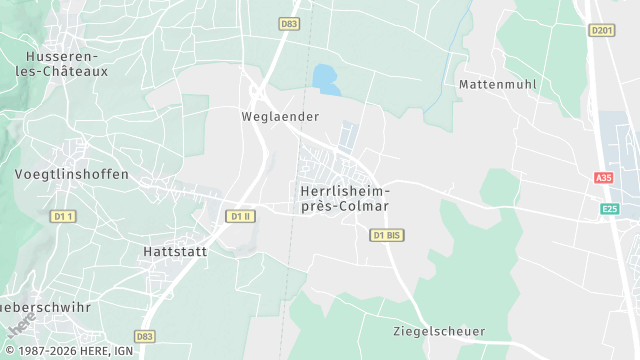 Carte de la zone d'intervention à Herrlisheim-près-Colmar