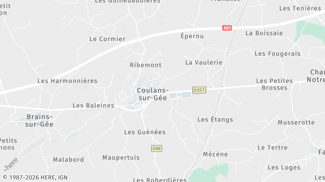 Carte de la zone d'intervention à Coulans-sur-Gée
