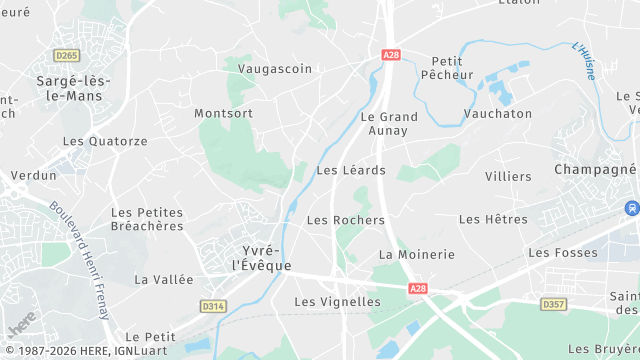 Carte de la zone d'intervention à Yvré-l'Évêque