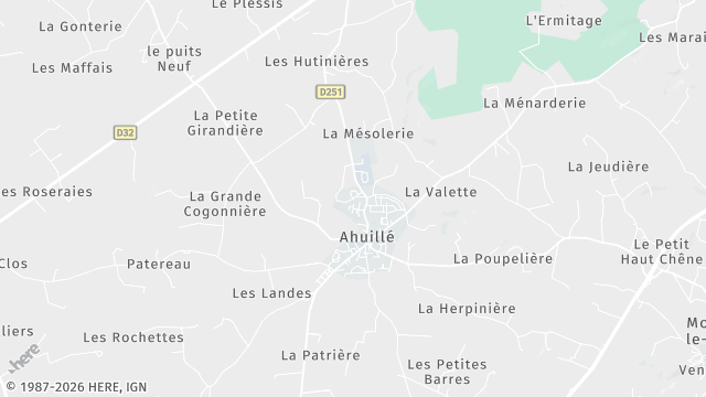 Carte de la zone d'intervention à Ahuillé