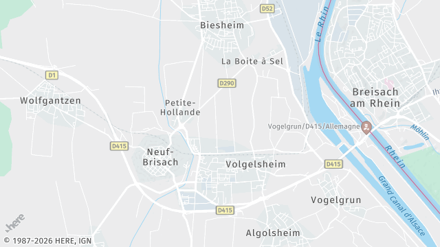 Carte de la zone d'intervention à Volgelsheim