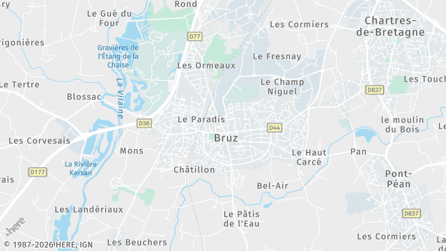 Carte de la zone d'intervention à Bruz