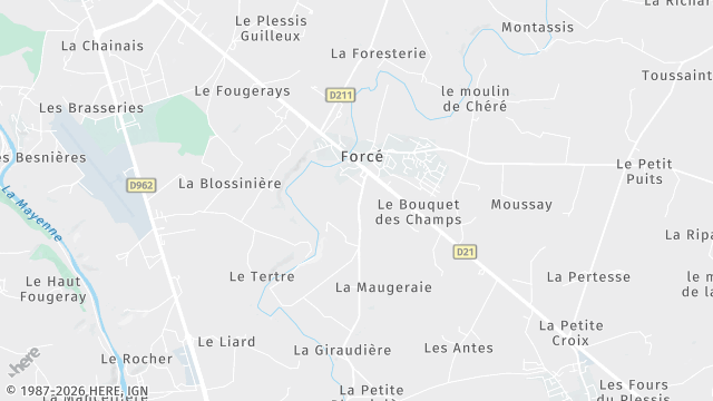 Carte de la zone d'intervention à Forcé