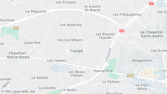 Carte de la zone d'intervention à Trangé