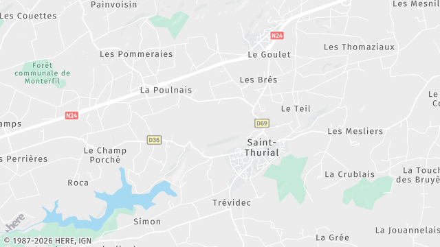 Carte de la zone d'intervention à Saint-Thurial