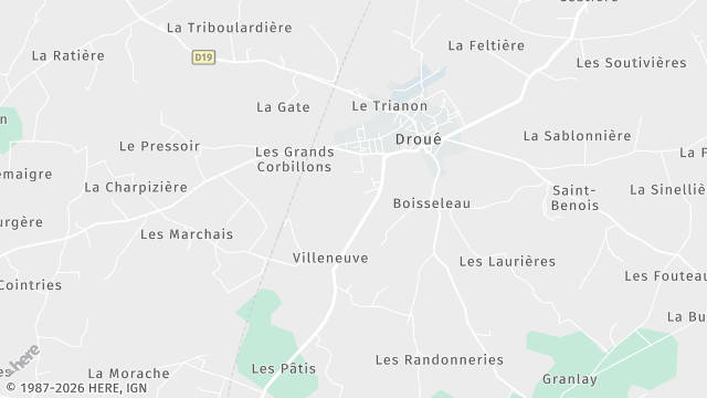 Carte de la zone d'intervention à Droué