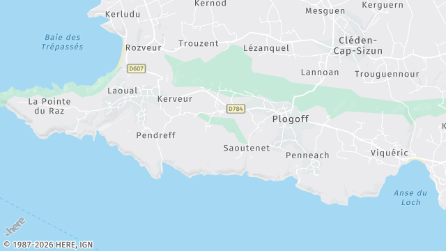 Carte de la zone d'intervention à Plogoff