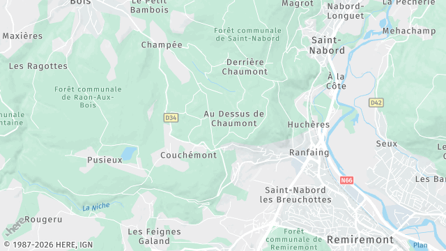 Carte de la zone d'intervention à Saint-Nabord