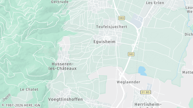 Carte de la zone d'intervention à Eguisheim