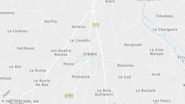Carte de la zone d'intervention à Crédin