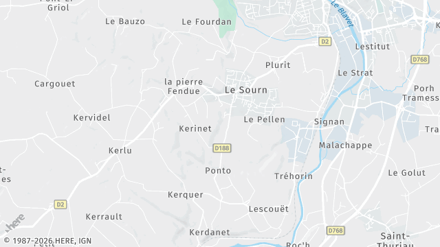 Carte de la zone d'intervention à Le Sourn