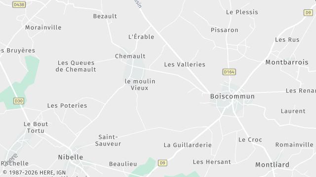 Carte de la zone d'intervention à Boiscommun