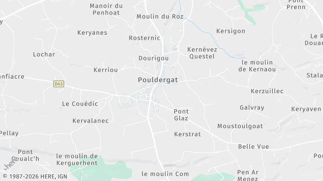 Carte de la zone d'intervention à Pouldergat