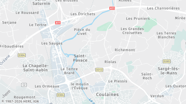 Carte de la zone d'intervention à Saint-Pavace