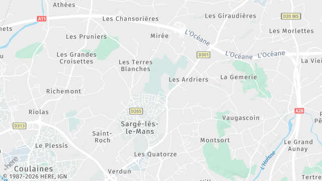 Carte de la zone d'intervention à Sargé-lès-le-Mans