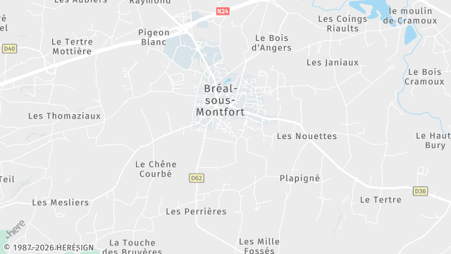 Carte de la zone d'intervention à Bréal-sous-Montfort