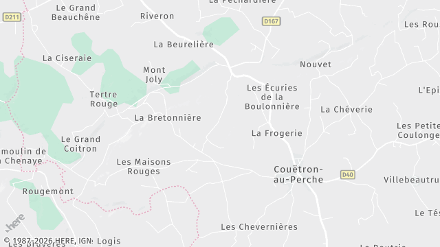 Carte de la zone d'intervention à Couëtron-au-Perche