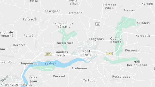 Carte de la zone d'intervention à Pont-Croix