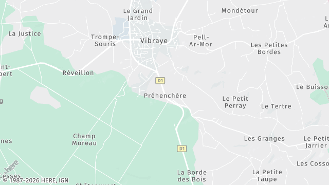 Carte de la zone d'intervention à Vibraye