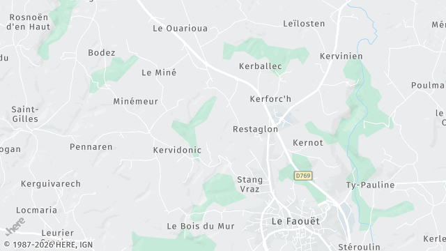 Carte de la zone d'intervention à Le Faouët