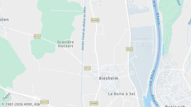 Carte de la zone d'intervention à Biesheim