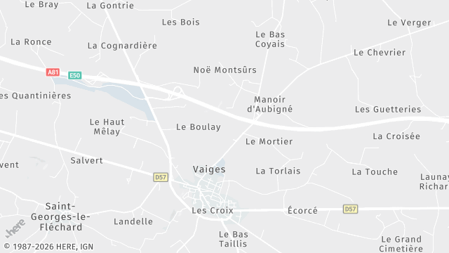 Carte de la zone d'intervention à Vaiges