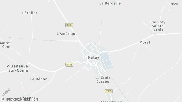 Carte de la zone d'intervention à Patay