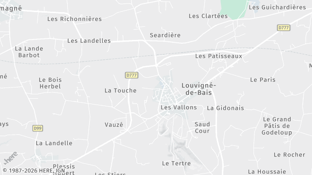 Carte de la zone d'intervention à Louvigné-de-Bais