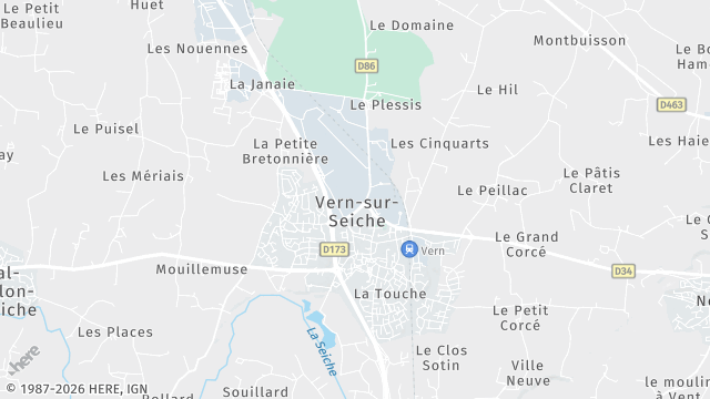 Carte de la zone d'intervention à Vern-sur-Seiche