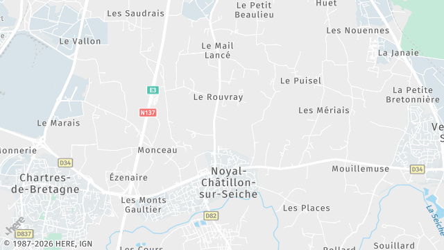 Carte de la zone d'intervention à Noyal-Châtillon-sur-Seiche